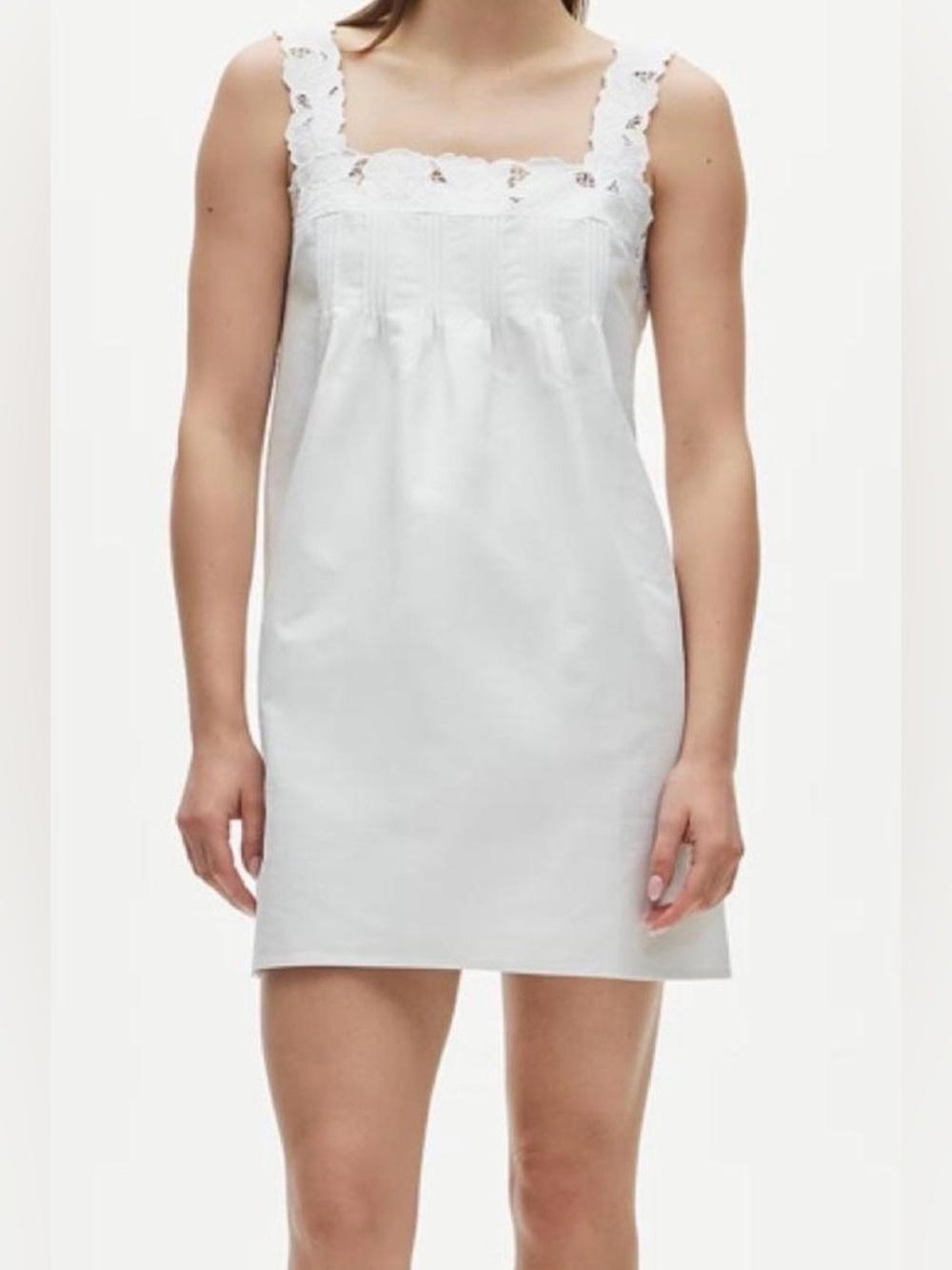 NWT J. Crew White Cotton Lace-Trim Chemise